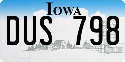 IA license plate DUS798