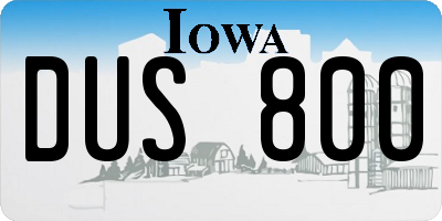 IA license plate DUS800