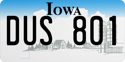 IA license plate DUS801