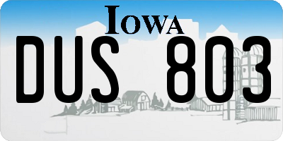 IA license plate DUS803