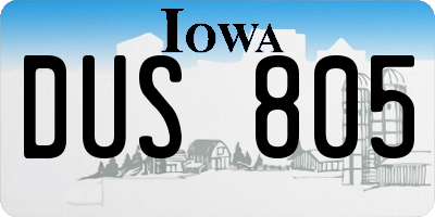 IA license plate DUS805