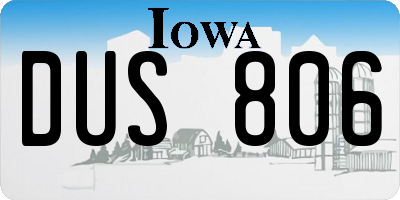 IA license plate DUS806