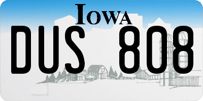 IA license plate DUS808
