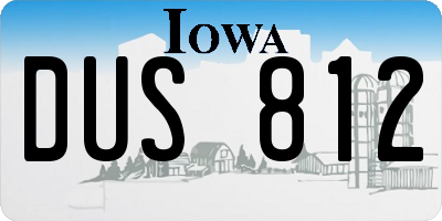 IA license plate DUS812