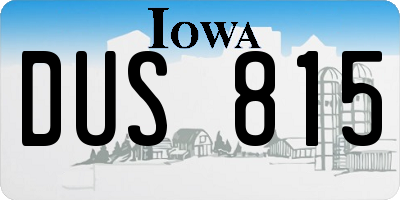 IA license plate DUS815
