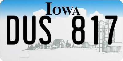 IA license plate DUS817