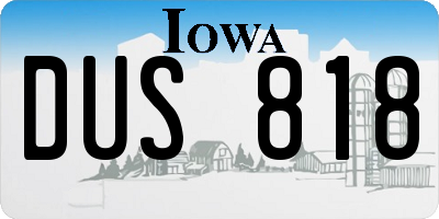 IA license plate DUS818