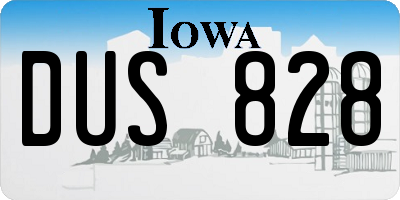 IA license plate DUS828