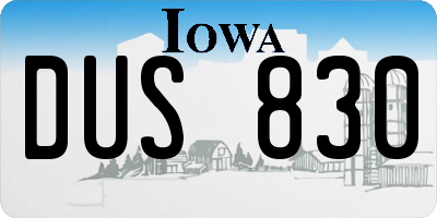 IA license plate DUS830