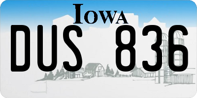 IA license plate DUS836
