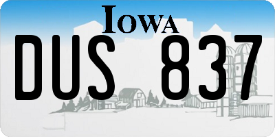 IA license plate DUS837
