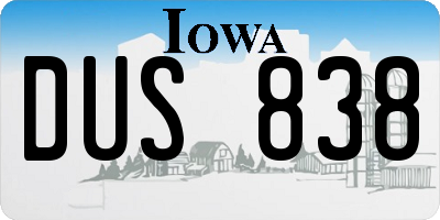 IA license plate DUS838