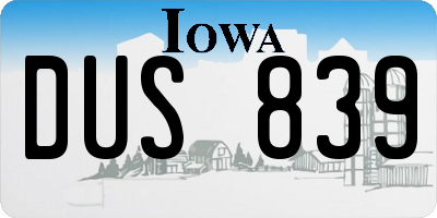 IA license plate DUS839