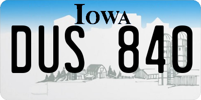 IA license plate DUS840