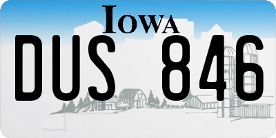IA license plate DUS846