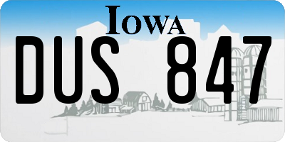 IA license plate DUS847