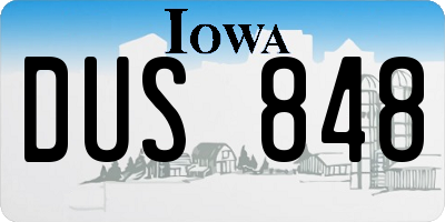 IA license plate DUS848