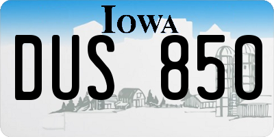 IA license plate DUS850