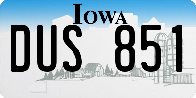 IA license plate DUS851