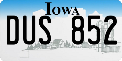 IA license plate DUS852