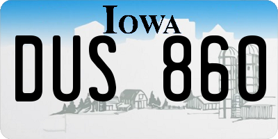 IA license plate DUS860