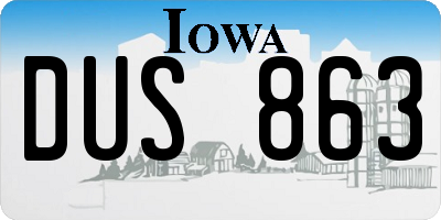 IA license plate DUS863