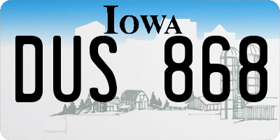 IA license plate DUS868