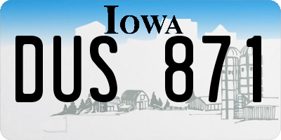 IA license plate DUS871