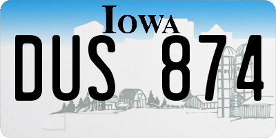 IA license plate DUS874