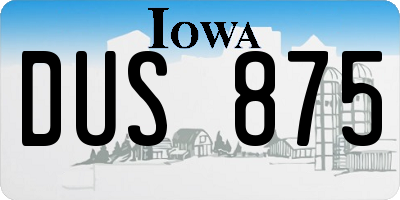 IA license plate DUS875