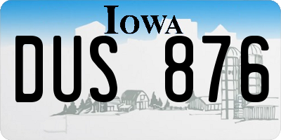 IA license plate DUS876