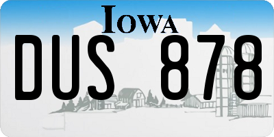 IA license plate DUS878