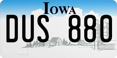 IA license plate DUS880