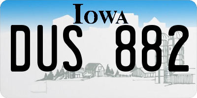 IA license plate DUS882