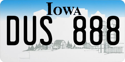 IA license plate DUS888