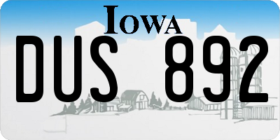IA license plate DUS892