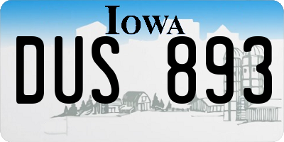 IA license plate DUS893