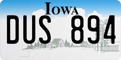 IA license plate DUS894