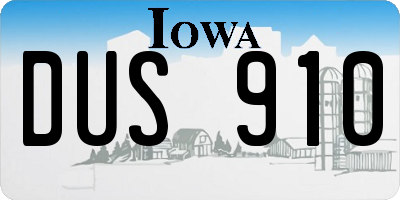IA license plate DUS910