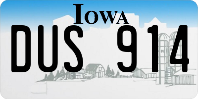 IA license plate DUS914