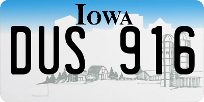 IA license plate DUS916