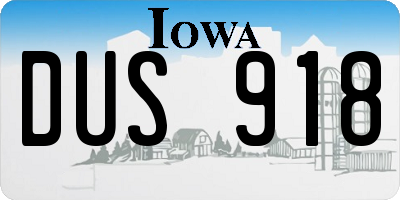 IA license plate DUS918