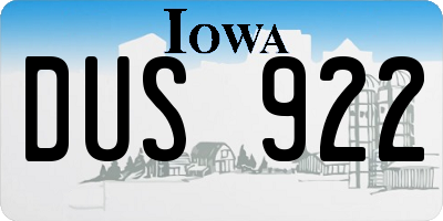 IA license plate DUS922
