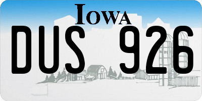 IA license plate DUS926