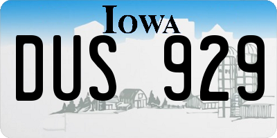 IA license plate DUS929
