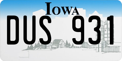 IA license plate DUS931