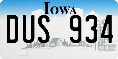 IA license plate DUS934