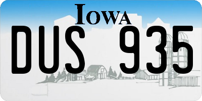 IA license plate DUS935
