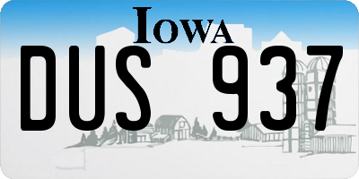 IA license plate DUS937