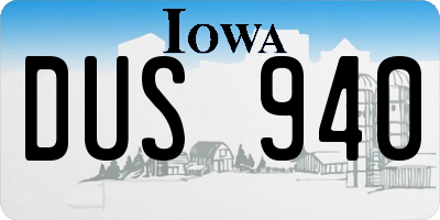 IA license plate DUS940